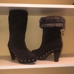 Michael Kors 2.5” heel suede, faux fur lined boots